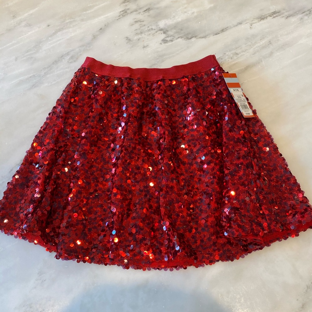 SPARKLY RED MINI KIDS SKIRT
